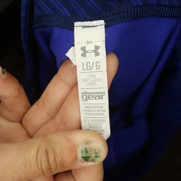 Blue Patterned Athletic Capris - Picture 2 of 3